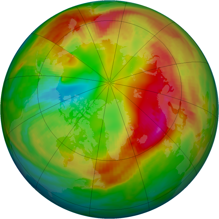 Arctic ozone map for 15 February 1989